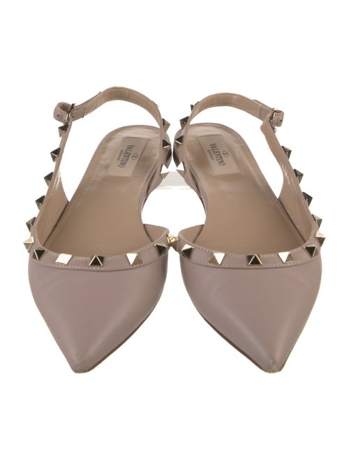 Valentino Rockstud Accents Leather Slingback Flats