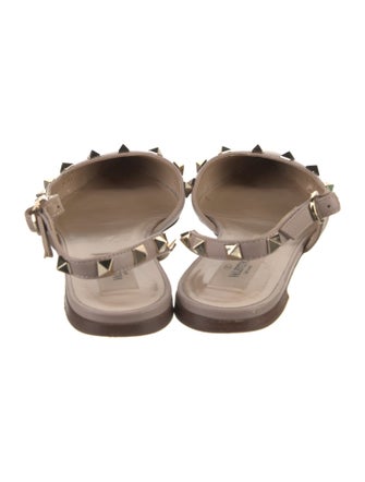 Valentino Rockstud Accents Leather Slingback Flats