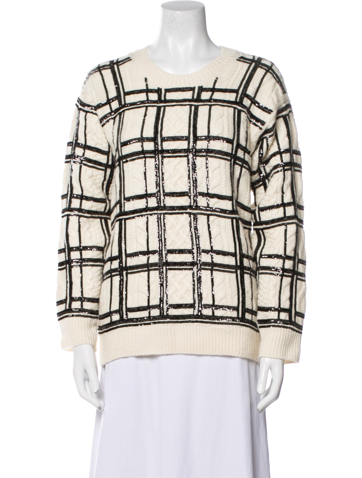Valentino Virgin Wool Plaid Print Sweater