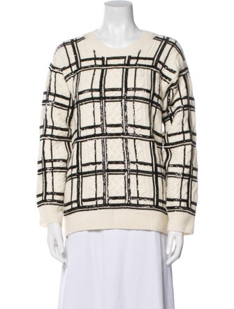 Valentino Virgin Wool Plaid Print Sweater