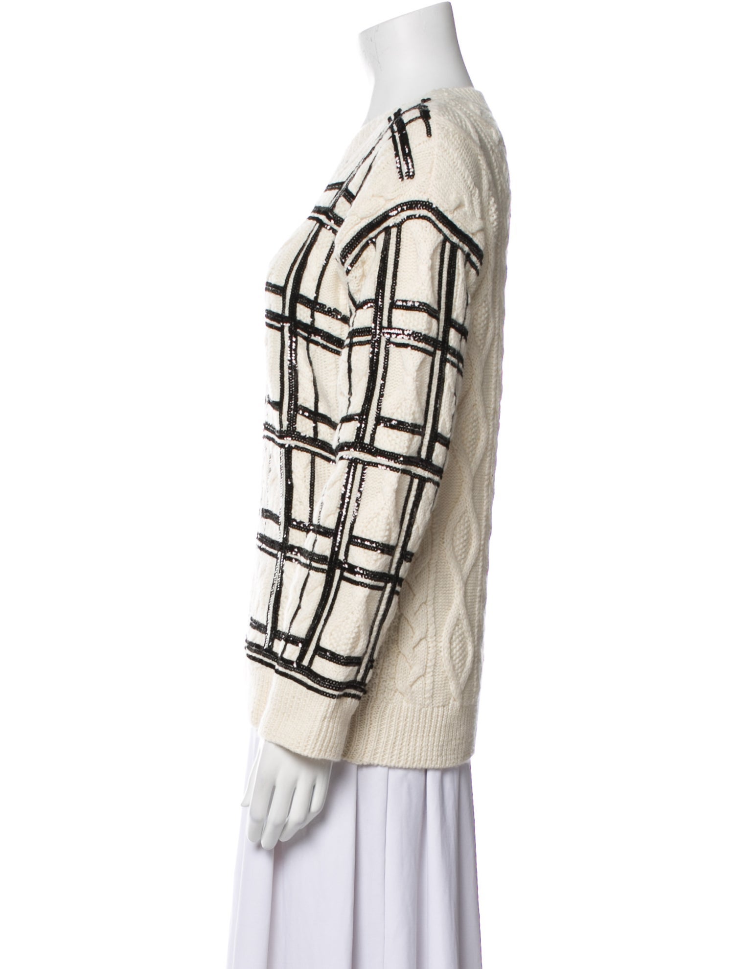 Valentino Virgin Wool Plaid Print Sweater