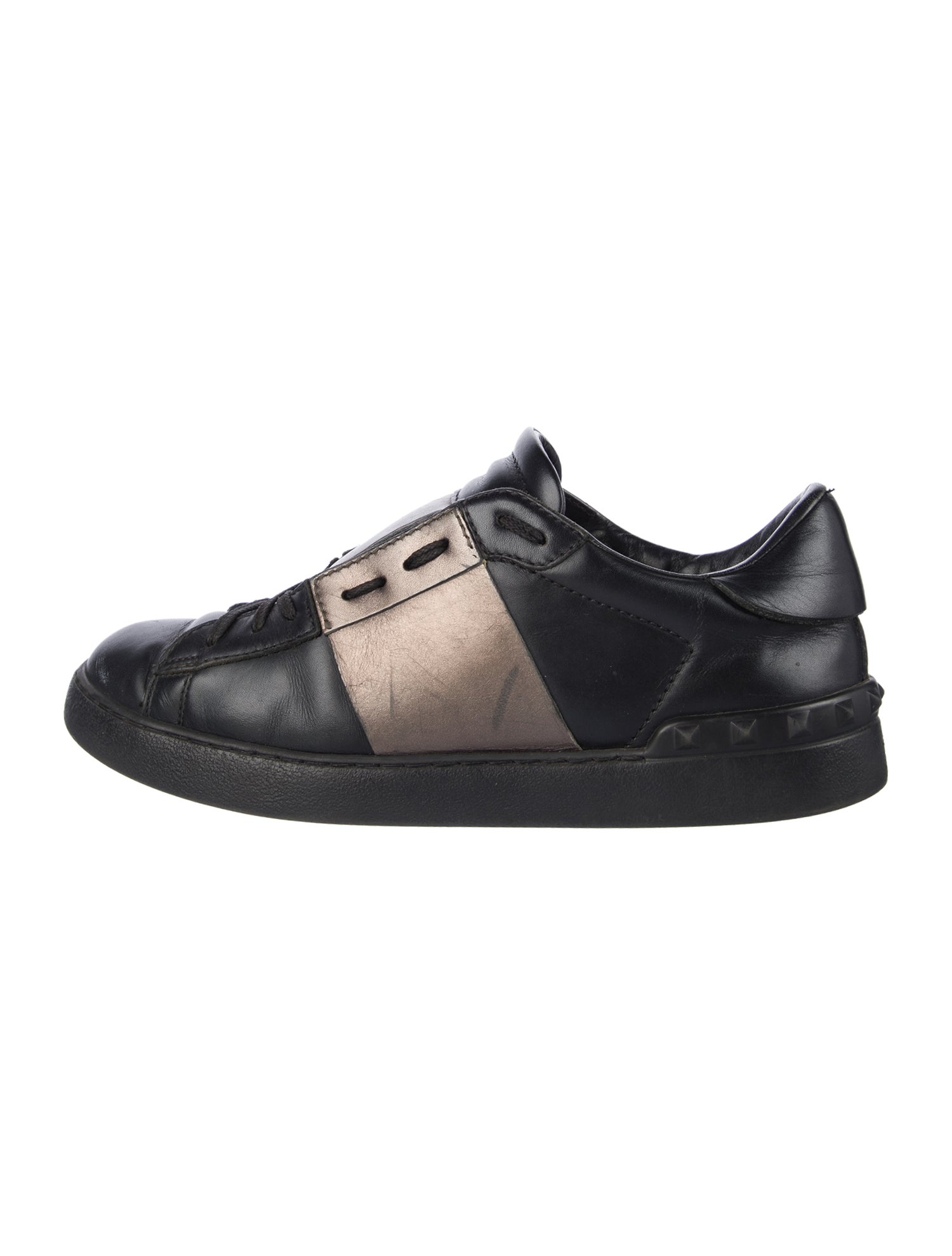 Valentino Rockstud Accents Leather Sneakers