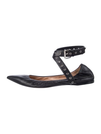 Valentino Leather Eyelet Trim Ballet Flats