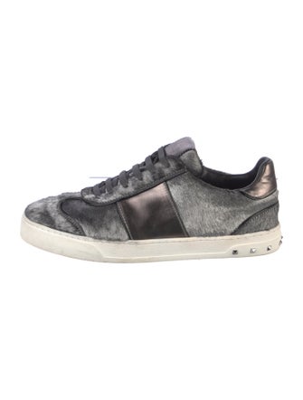 Valentino Rockstud Accents Ponyhair Sneakers