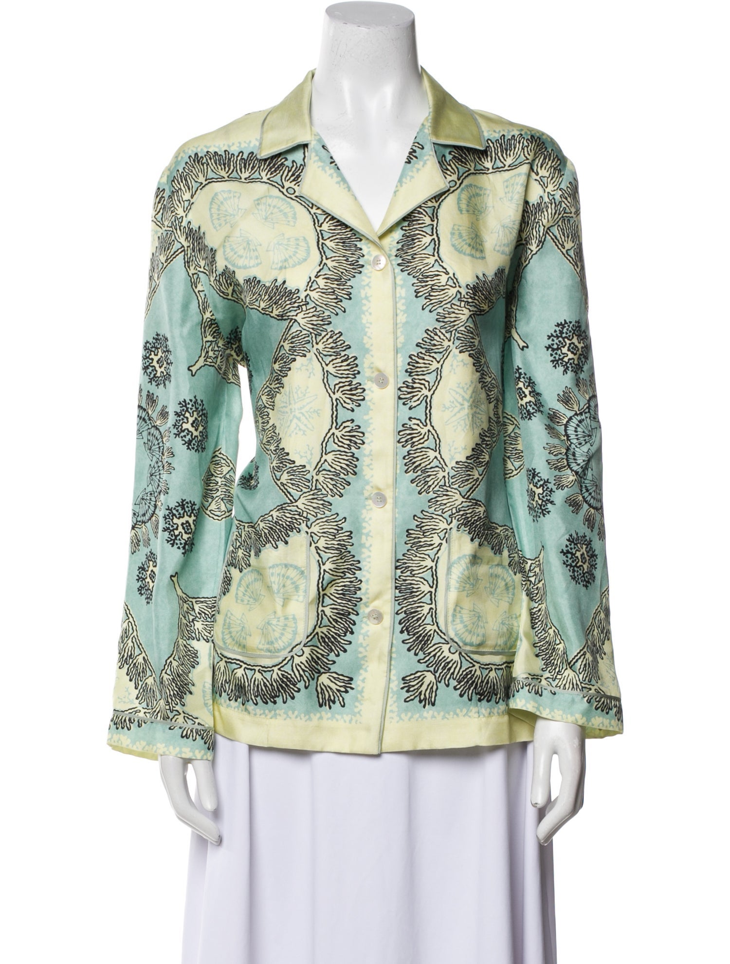 Valentino Silk Printed Button-Up Top