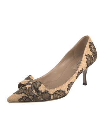 Valentino Canvas Lace Pattern Pumps