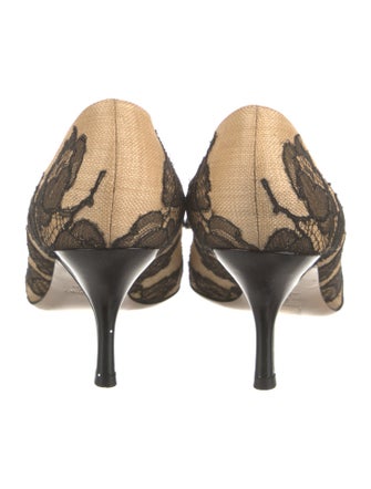 Valentino Canvas Lace Pattern Pumps