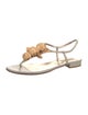 Valentino Leather Bow Accents T-Strap Sandals