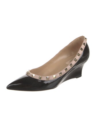 Valentino Rockstud Accents Patent Leather Slingback Pumps