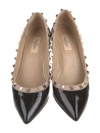 Valentino Rockstud Accents Patent Leather Slingback Pumps