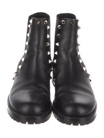 Valentino Rockstud Accents Leather Chelsea Boots