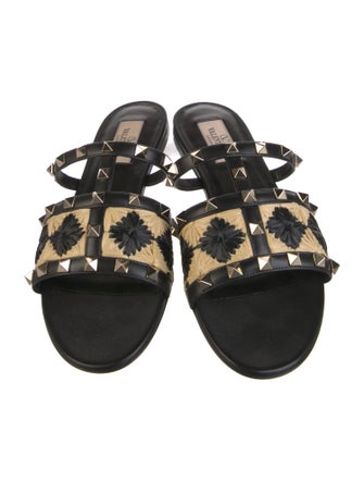 Valentino Rockstud Accents Leather Mules
