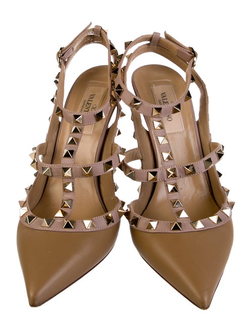 Valentino Rockstud Accents Leather T-Strap Pumps