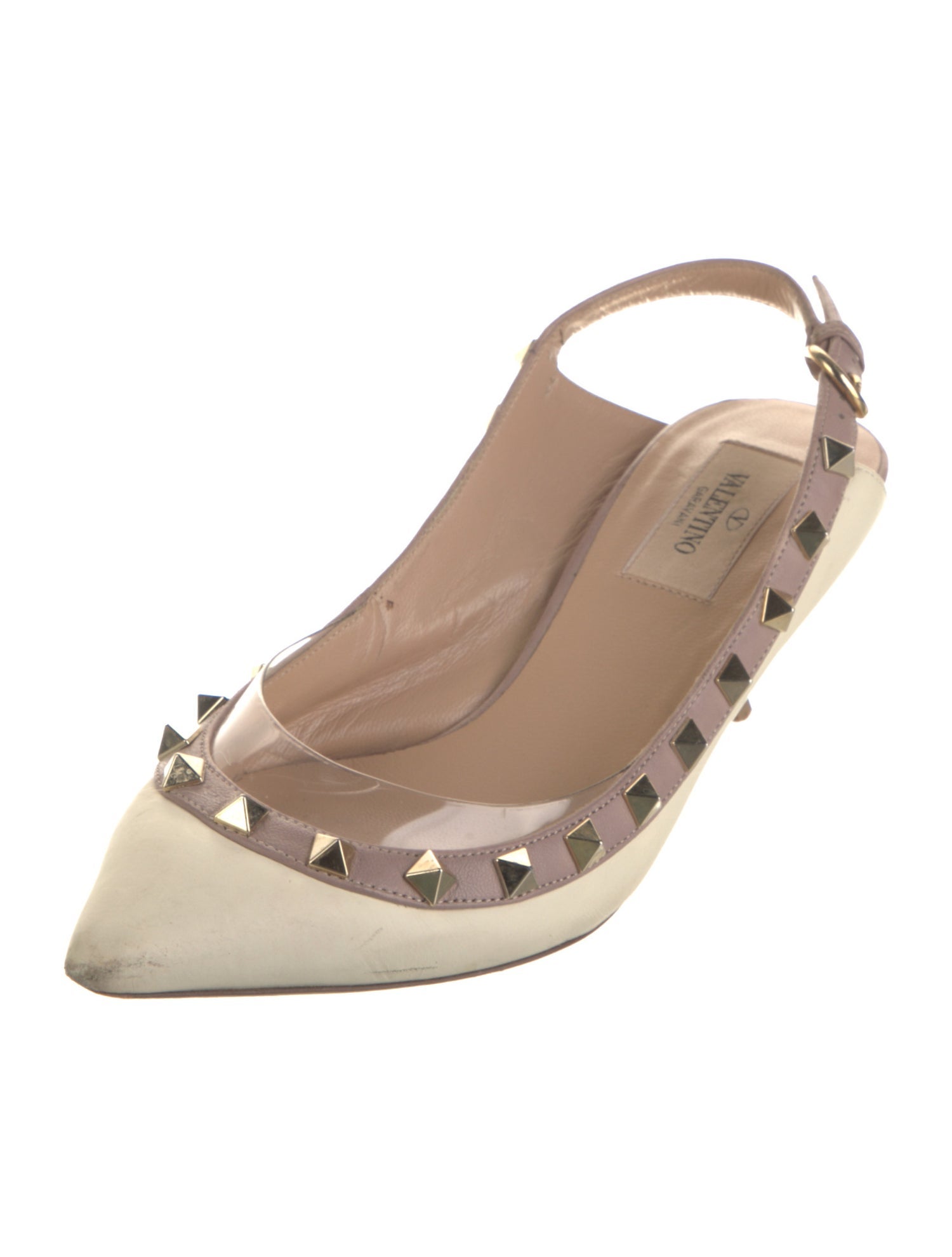 Valentino Rockstud Accents Leather Slingback Pumps