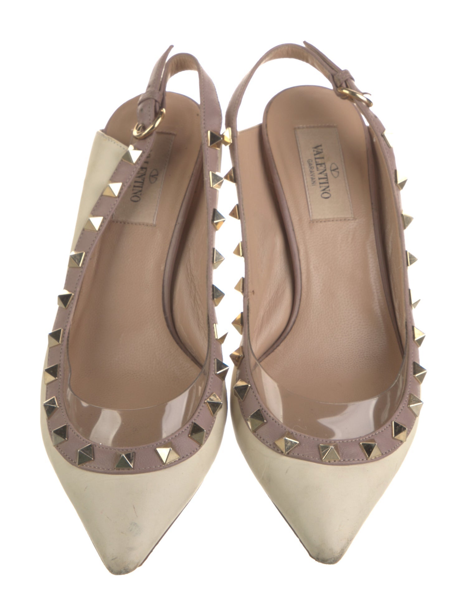 Valentino Rockstud Accents Leather Slingback Pumps