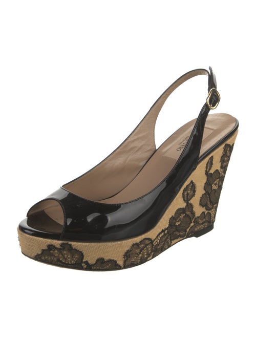 Valentino Patent Leather Animal Print Slingback Pumps