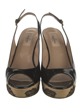 Valentino Patent Leather Animal Print Slingback Pumps