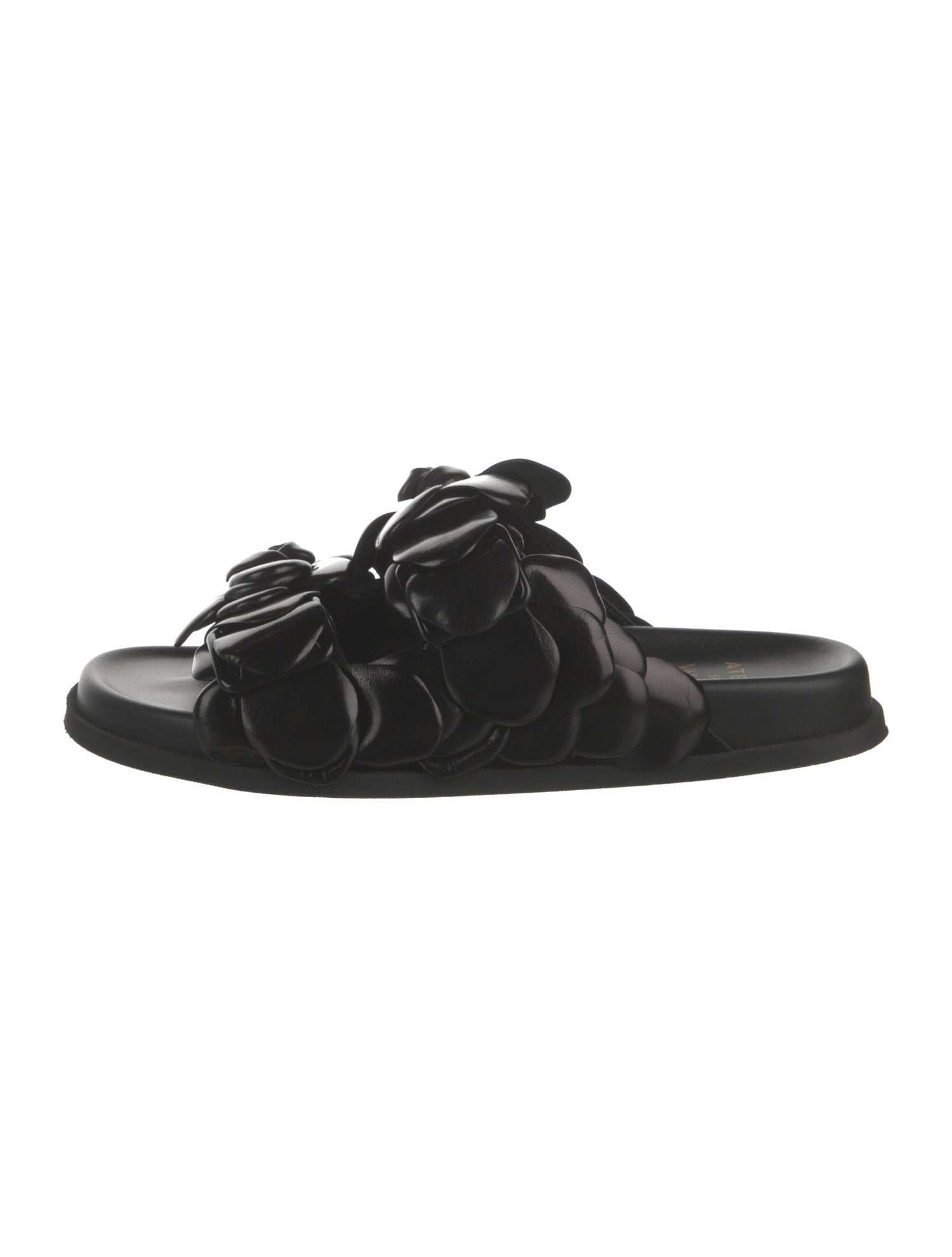Valentino Leather Ruffle Embellishment Slides
