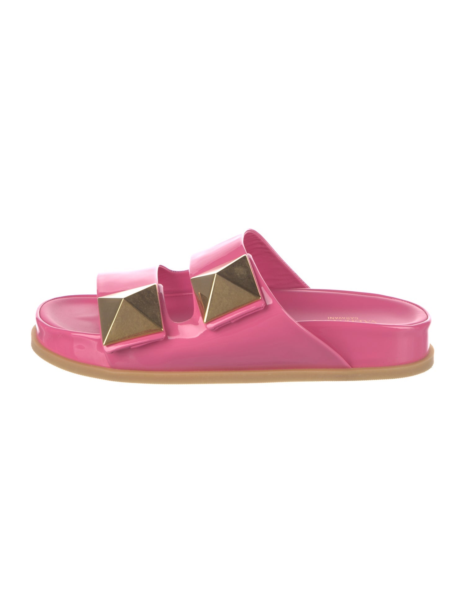 Valentino Patent Leather Studded Accents Slides