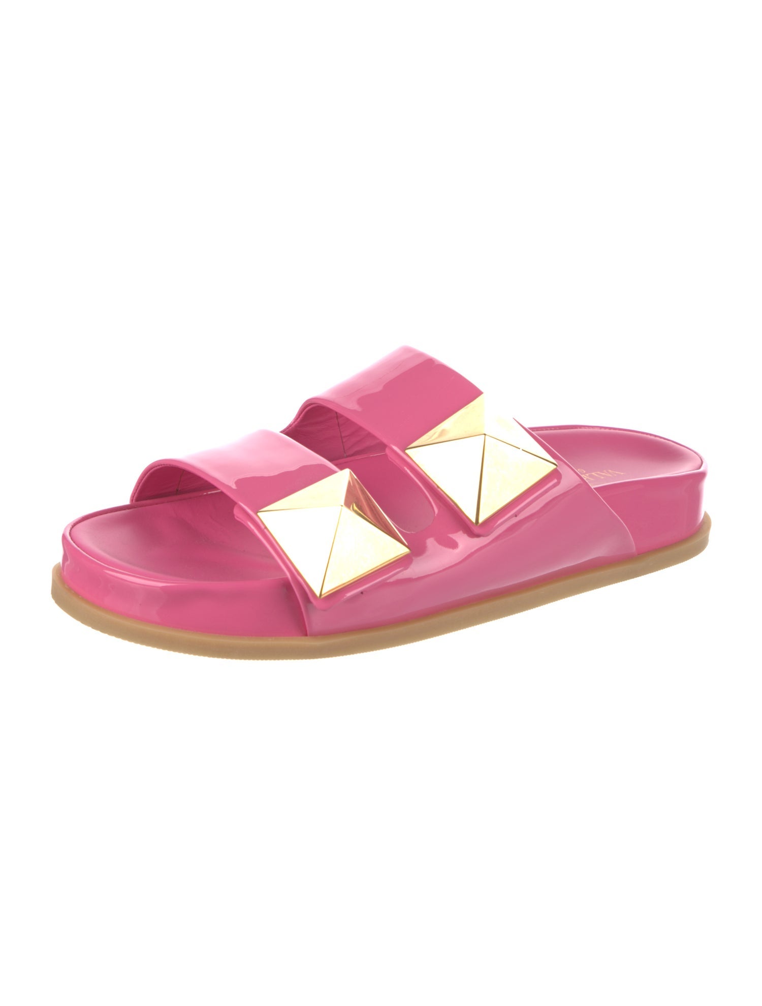 Valentino Patent Leather Studded Accents Slides
