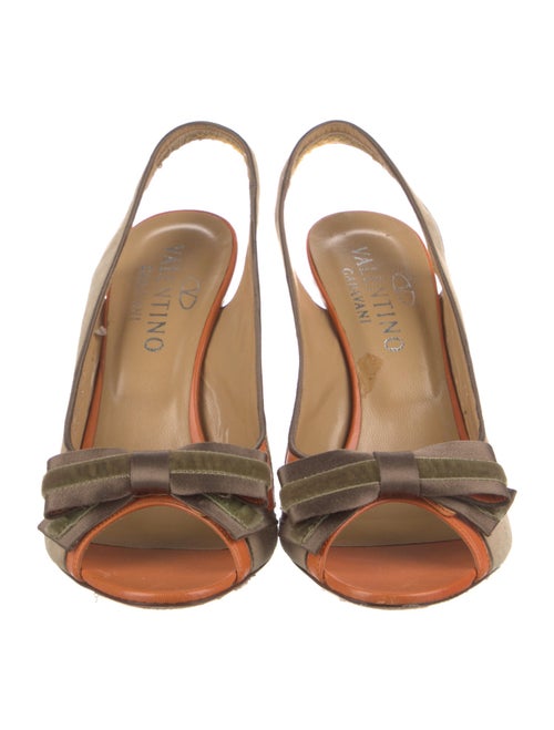 Valentino Suede Colorblock Pattern Slingback Pumps