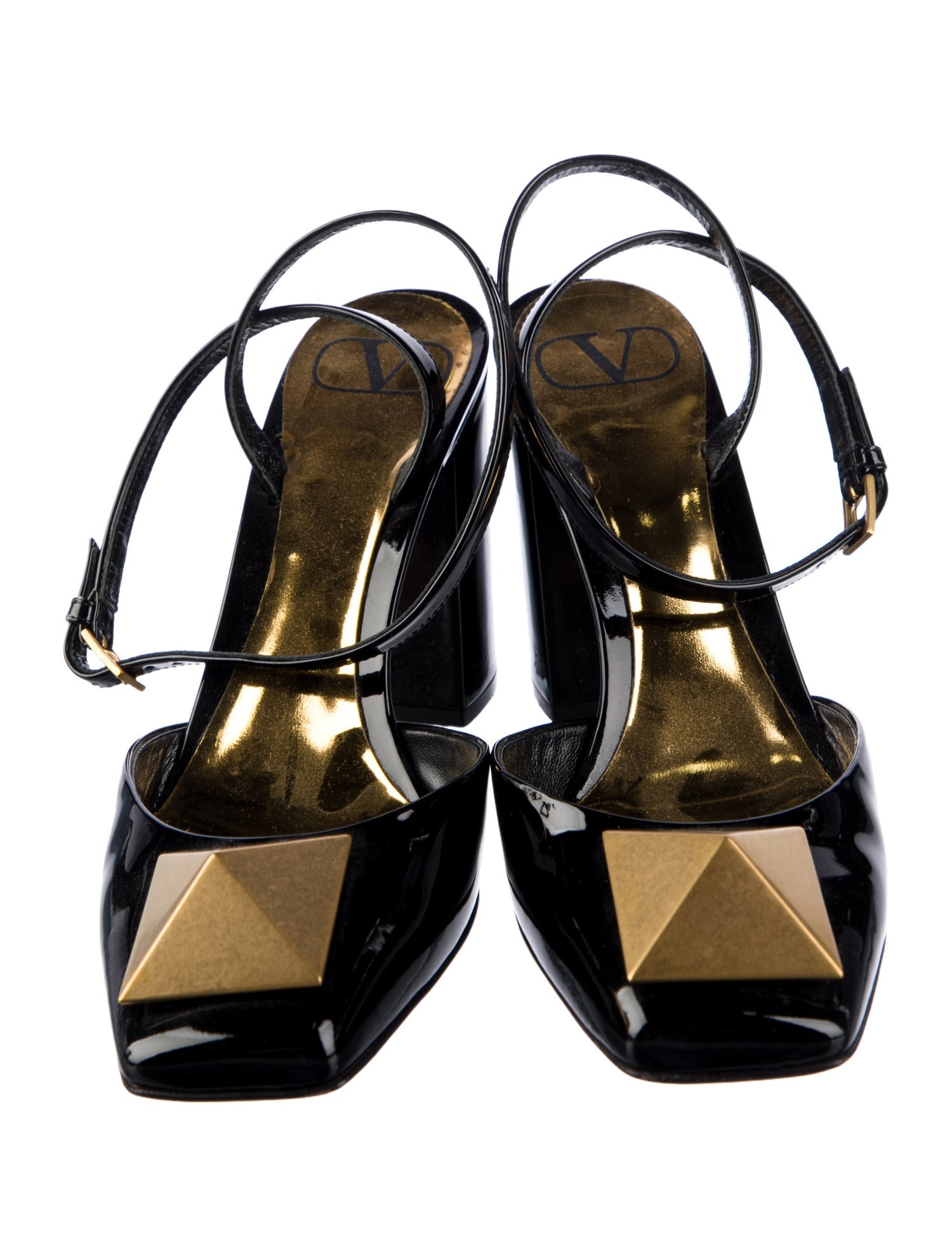 Valentino Rockstud Accents Patent Leather Slingback Pumps