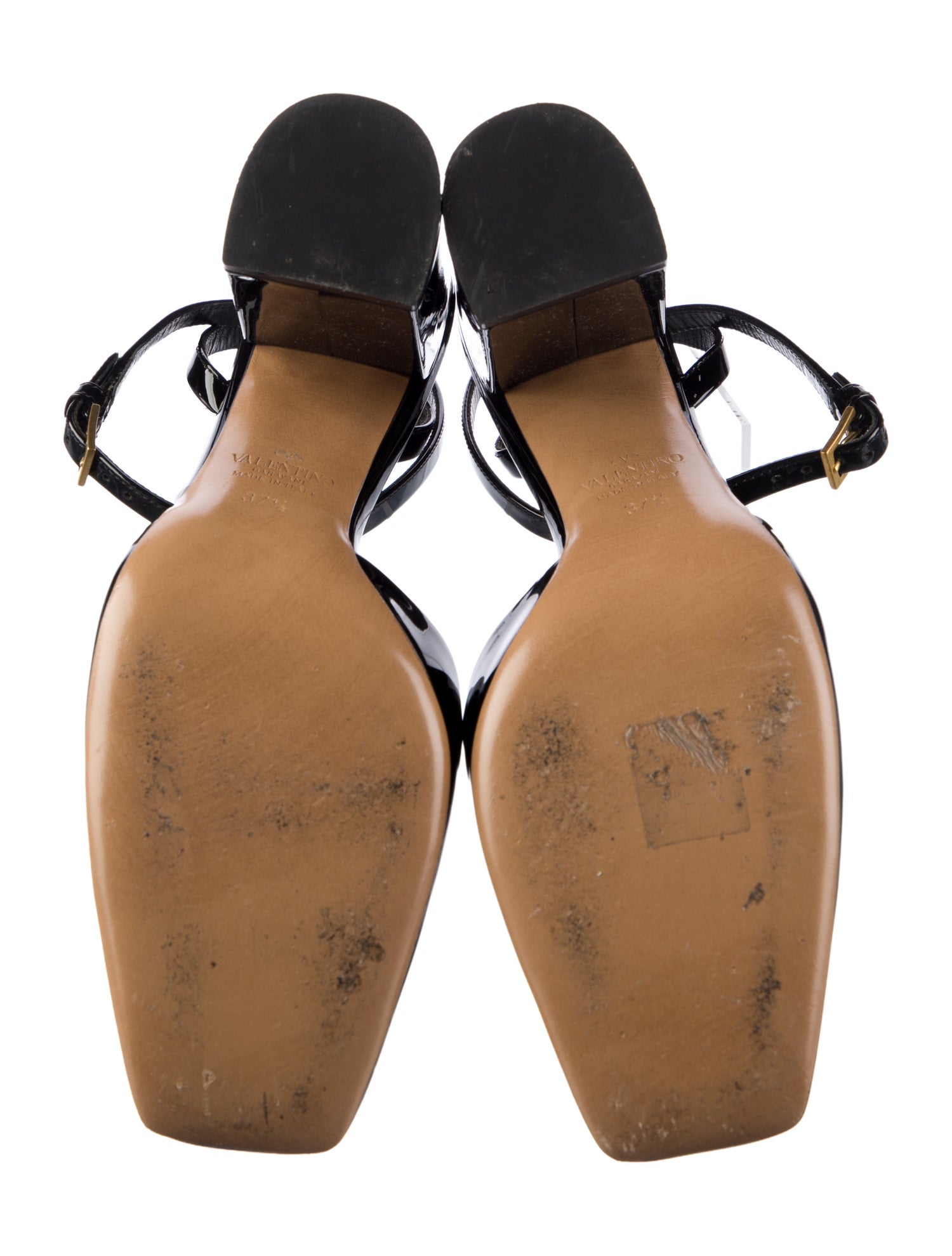 Valentino Rockstud Accents Patent Leather Slingback Pumps