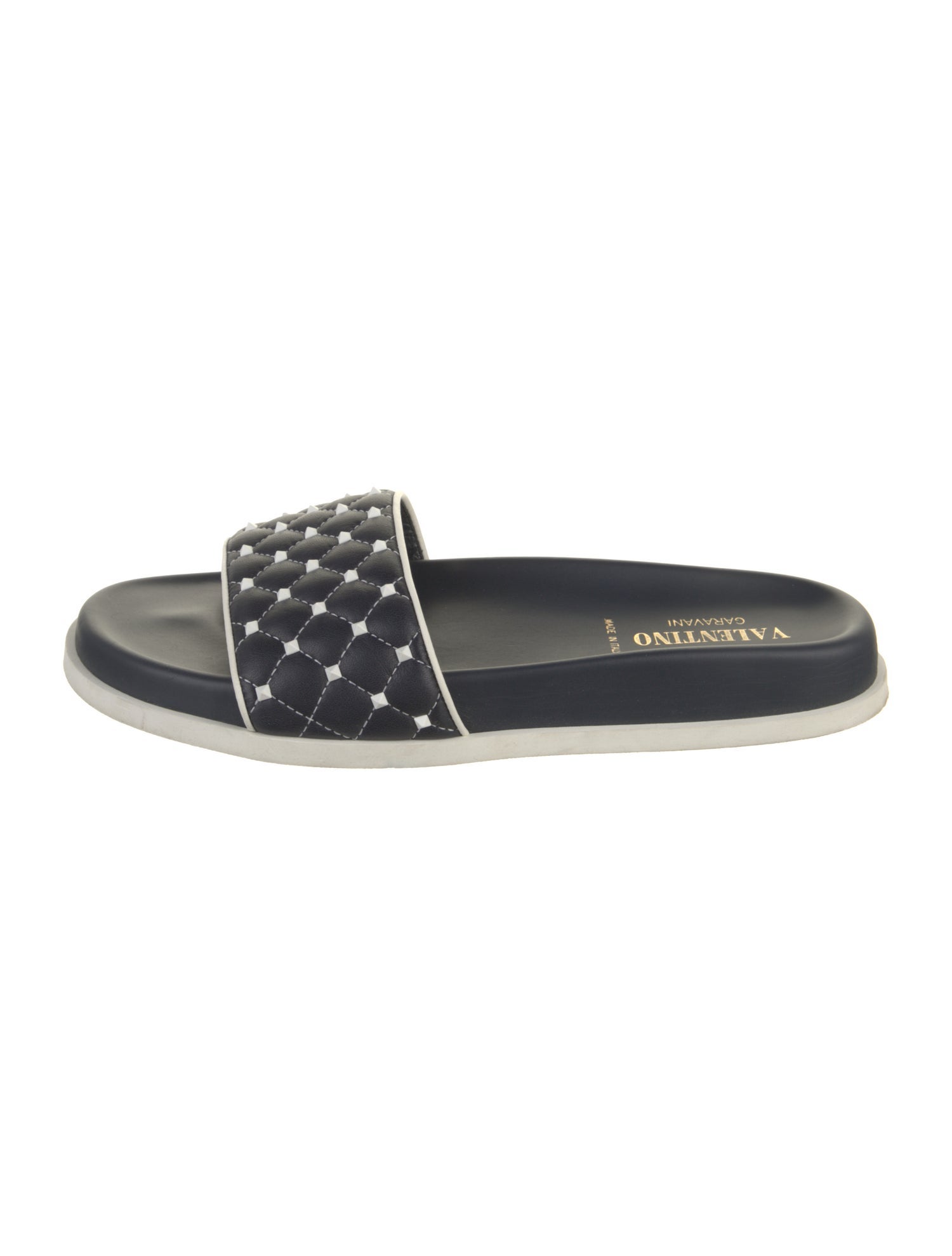Valentino Rockstud Accents Leather Slides