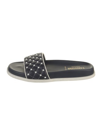Valentino Rockstud Accents Leather Slides