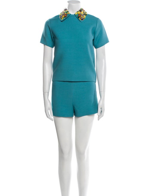 Valentino Virgin Wool Beaded Accents Short Set