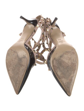 Valentino Rockstud Accents Patent Leather T-Strap Pumps