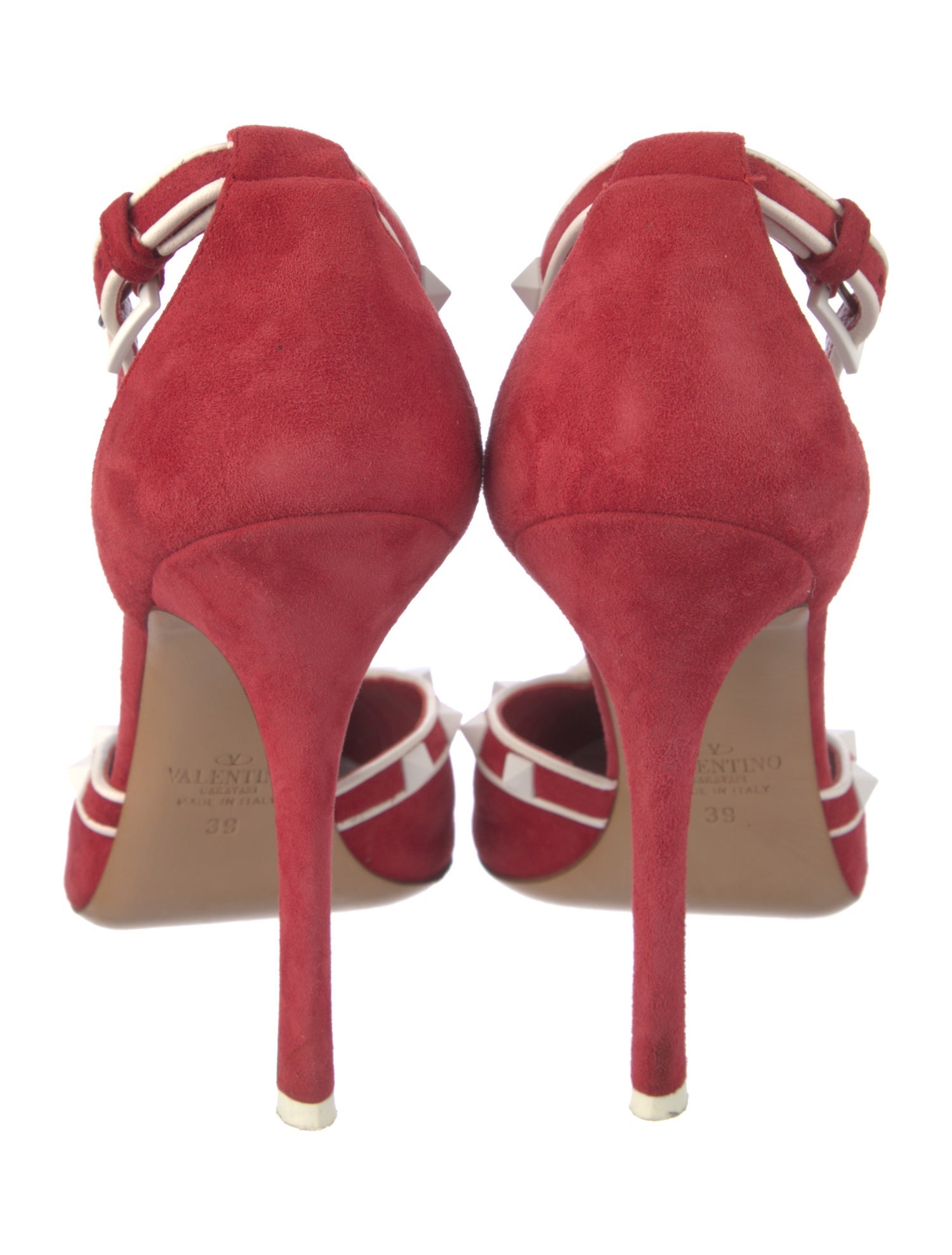 Valentino Rockstud Accents Suede T-Strap Pumps