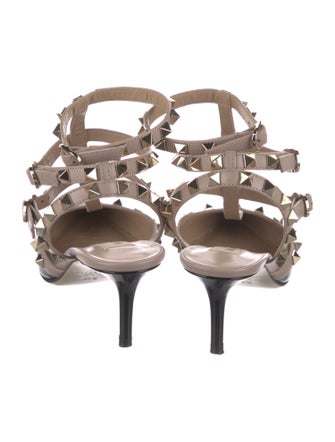 Valentino Rockstud Accents Patent Leather Slingback Pumps