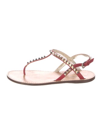 Valentino Rockstud Accents Leather T-Strap Sandals