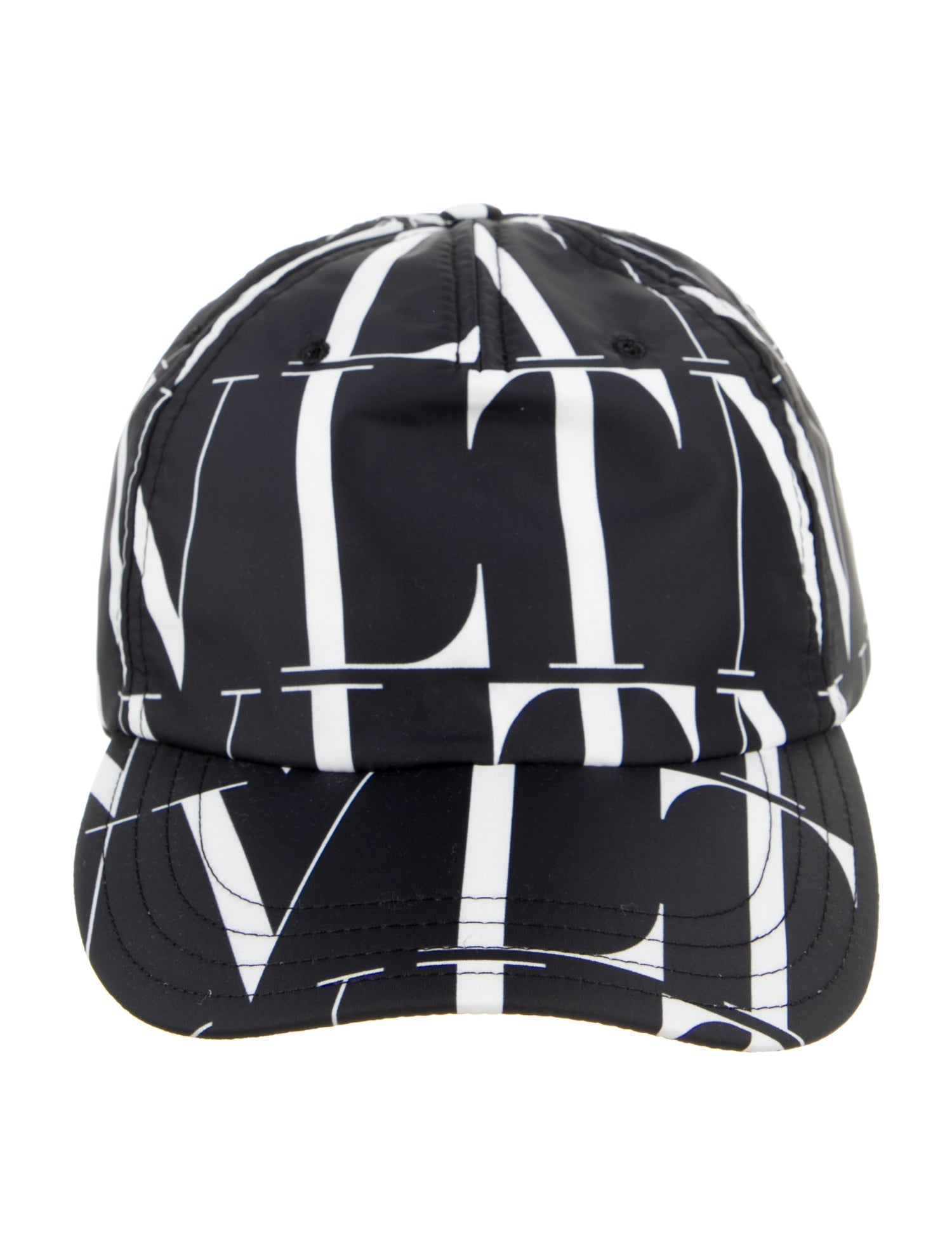 Valentino Men's Black Pattern Printed Nylon Baseball Cap
