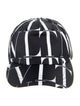 Valentino Men's Black Pattern Printed Nylon Baseball Cap