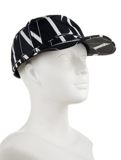 Valentino Men's Black Pattern Printed Nylon Baseball Cap