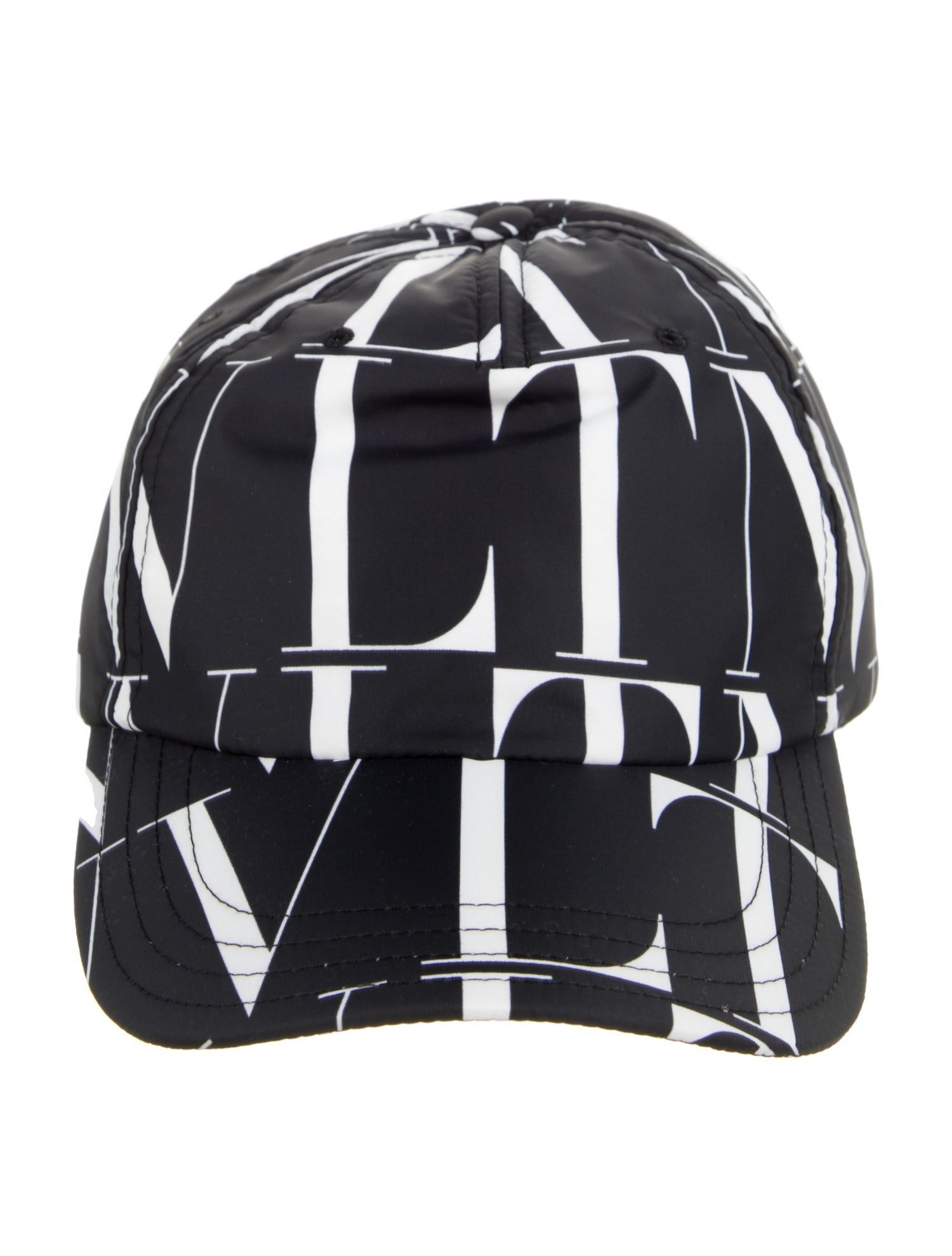 Valentino Men's Black Pattern Printed Nylon Baseball Cap