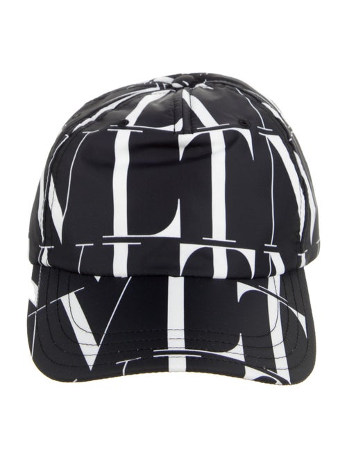 Valentino Men's Black Pattern Printed Nylon Baseball Cap