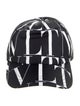 Valentino Men's Black Pattern Printed Nylon Baseball Cap