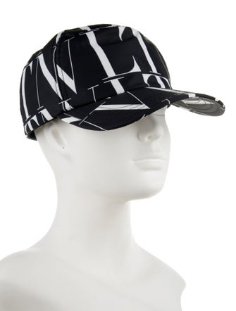 Valentino Men's Black Pattern Printed Nylon Baseball Cap