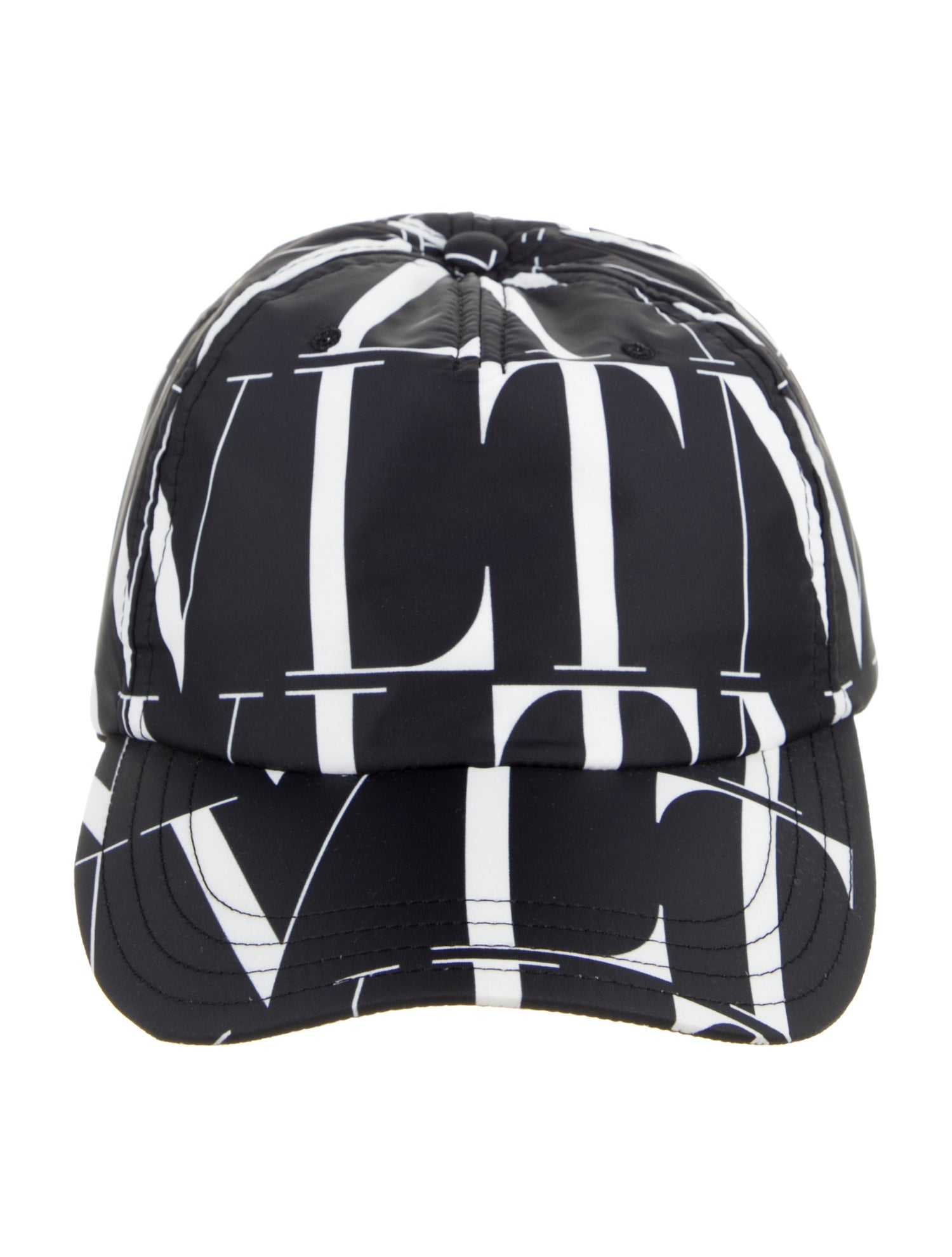 Valentino Men's Black Pattern Printed Nylon Baseball Cap