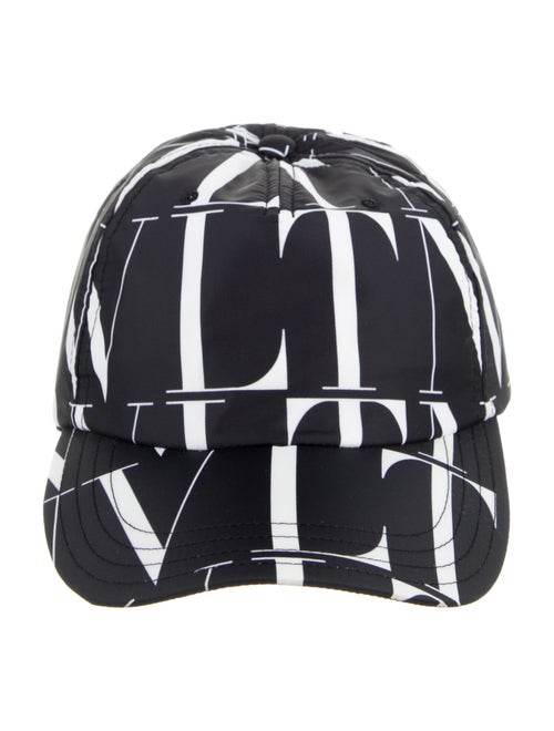 Valentino Men's Black Pattern Printed Nylon Baseball Cap