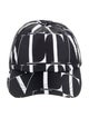Valentino Men's Black Pattern Printed Nylon Baseball Cap