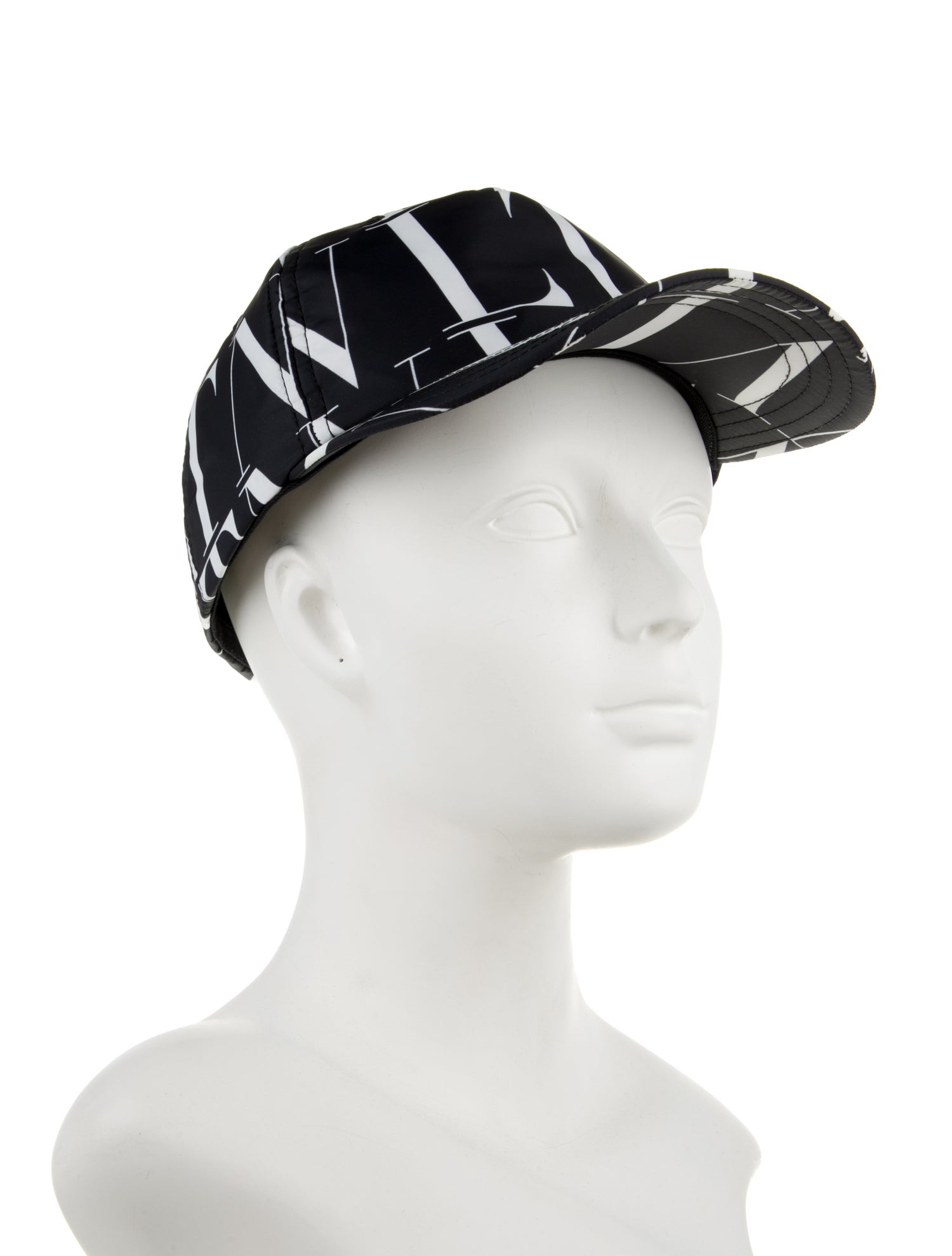 Valentino Men's Black Pattern Printed Nylon Baseball Cap