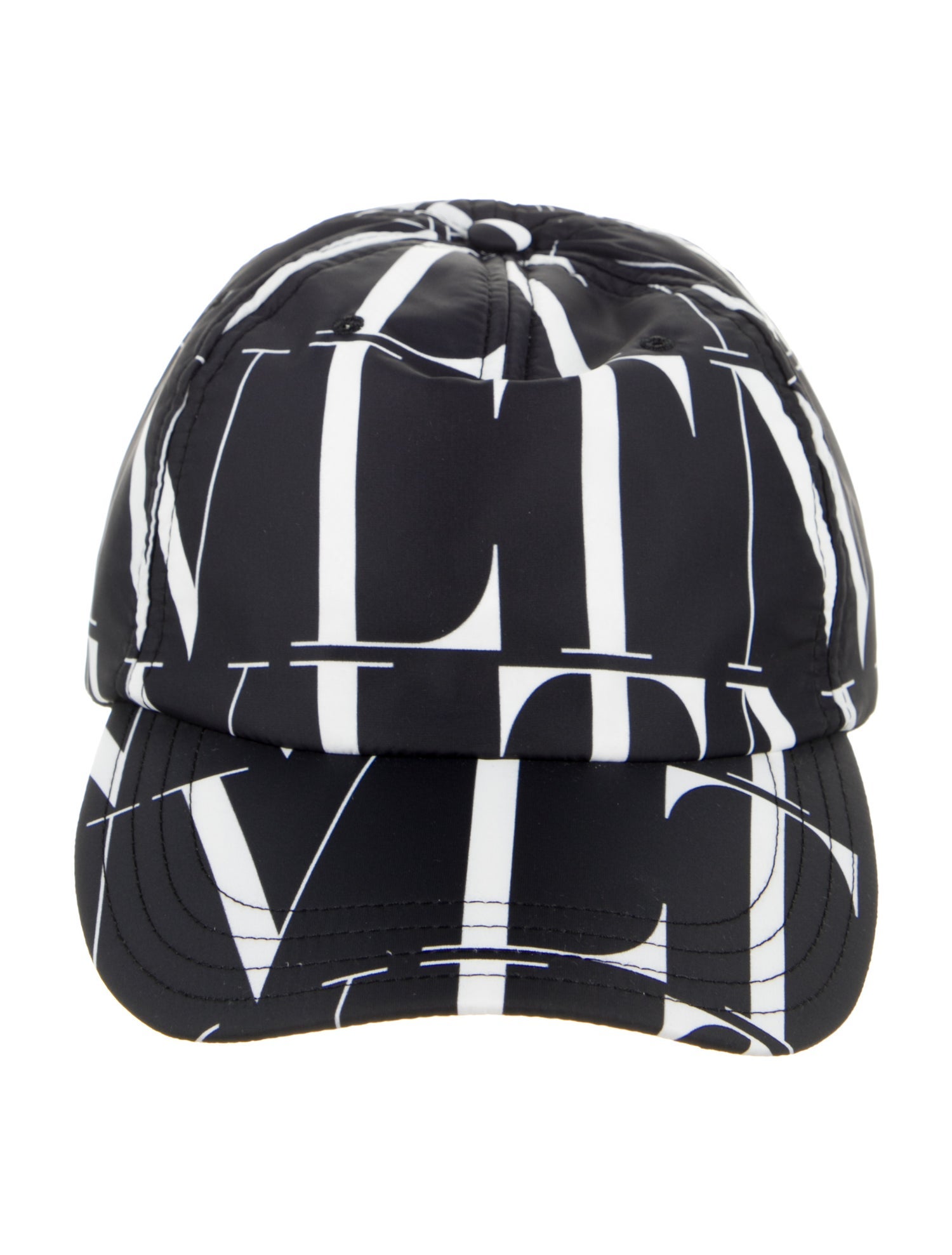 Valentino Men's Black Pattern Printed Nylon Baseball Cap