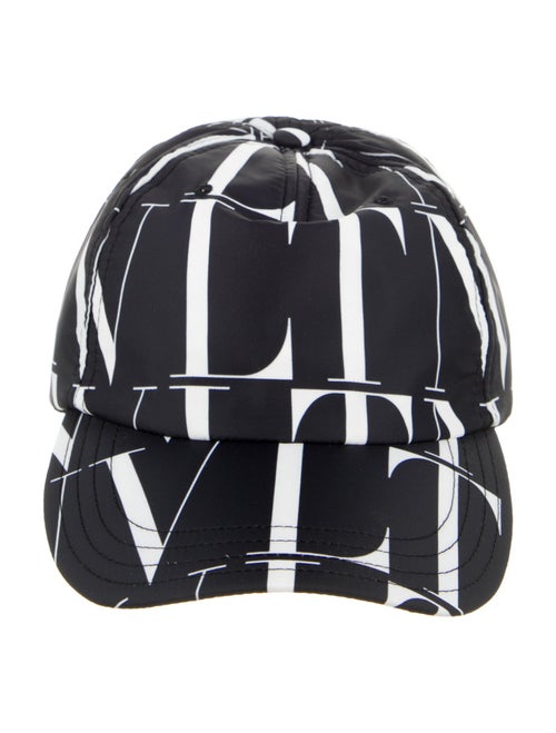 Valentino Men's Black Pattern Printed Nylon Baseball Cap