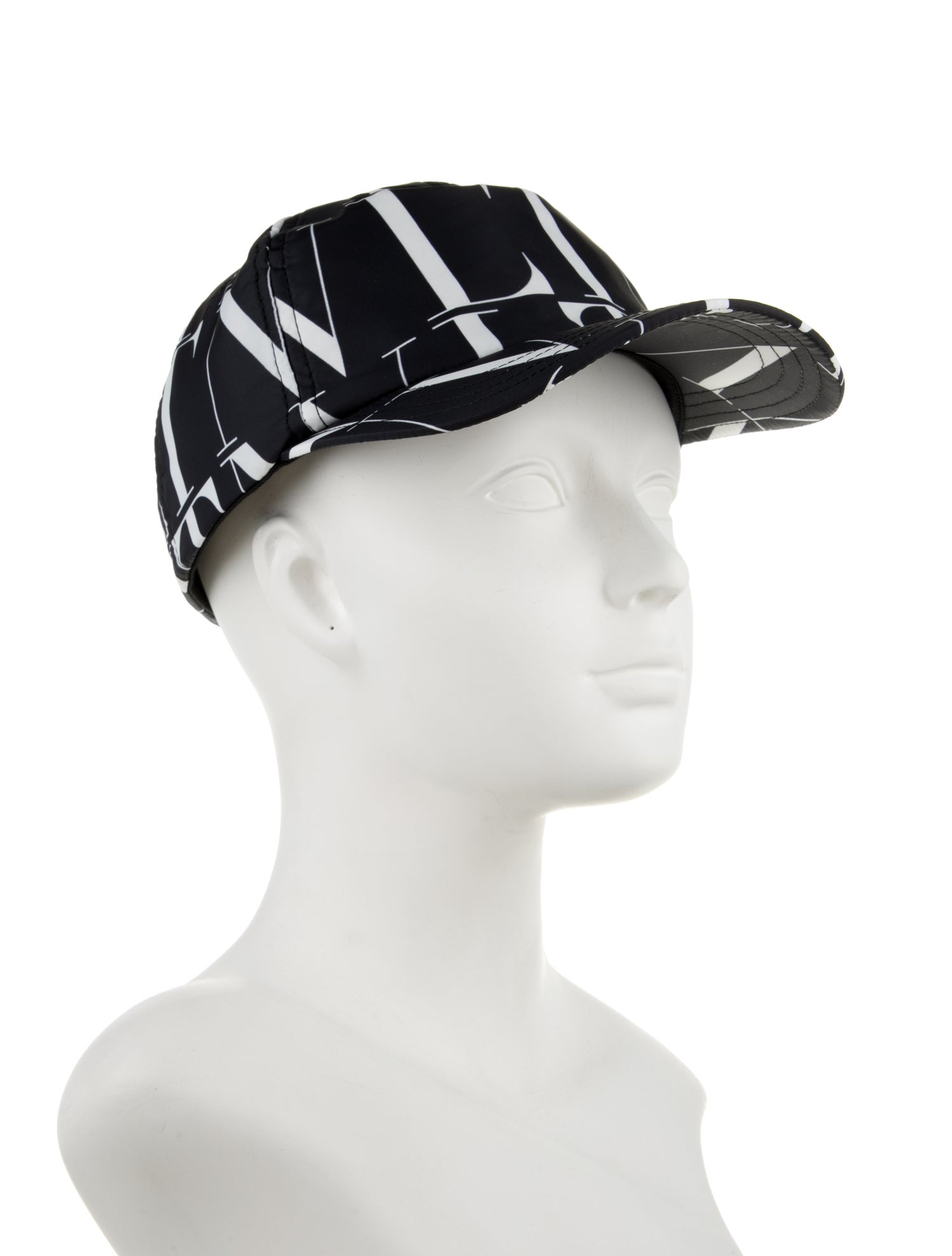 Valentino Men's Black Pattern Printed Nylon Baseball Cap