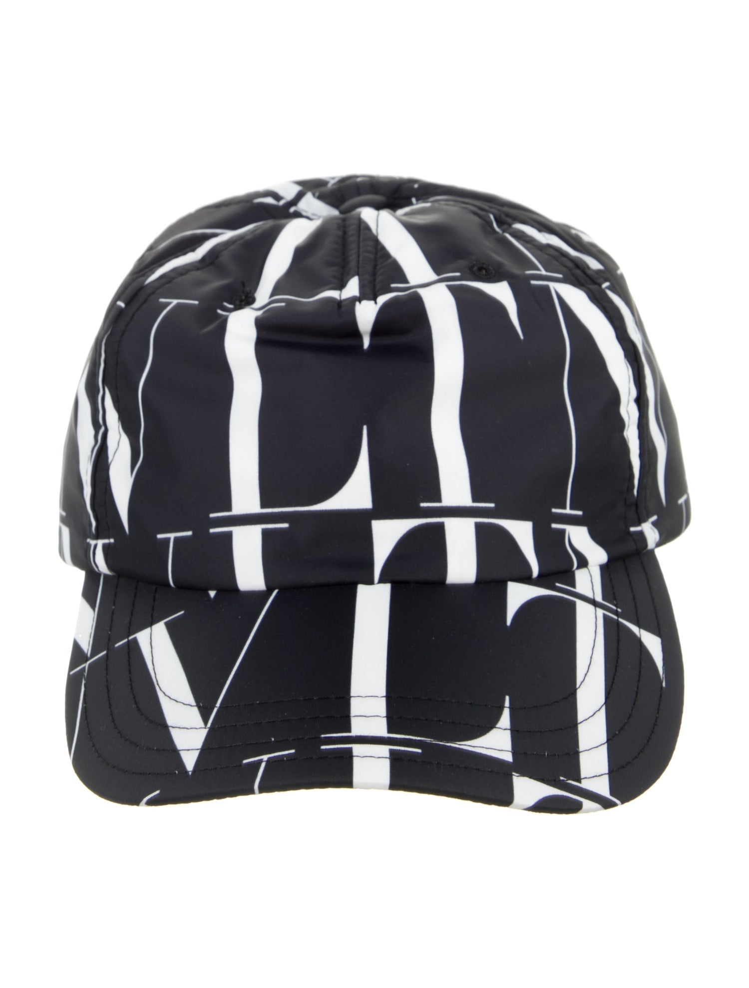 Valentino Mens Black Pattern Printed Nylon Baseball Cap