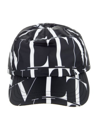 Valentino Mens Black Pattern Printed Nylon Baseball Cap